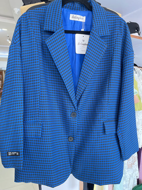 Houndstooth Single Breasted Blazer